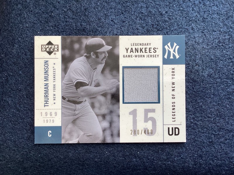 2001 Upper Deck Thurman Munson Game Worn Jersey Card #280/400 New York Yankees