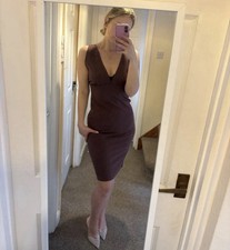 Nasty Gal Maroon Bodycon Dress With V Neck And Back Size 12