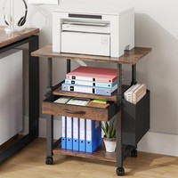 Druckertisch HöHenverstellbar Mit Rollen, Mobiler Druckerwagen FüR Home Office,