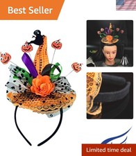 Elegant Tulle Witch Hat Headband with Pumpkin Ghost - Ideal for Celebrations