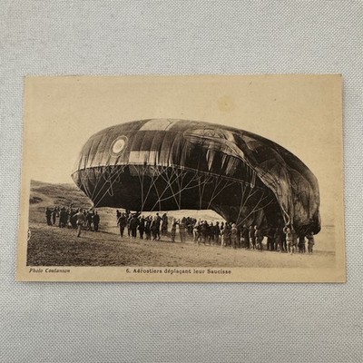 Vintage Airship Dirigible Balloon Postcard Post Card French