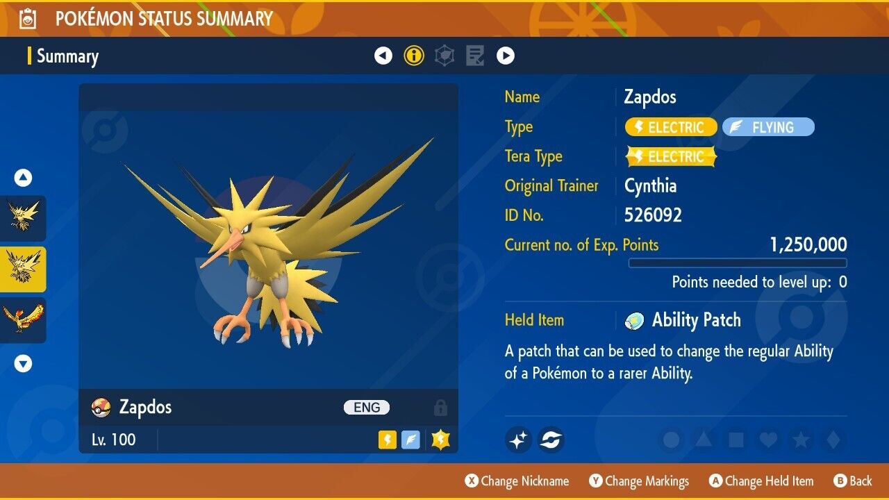 Zapdos Galar - SHINY 6IV POKEMON SCARLET AND VIOLET ✨✨