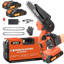 Mini Chainsaw Cordless 6 Inch with 2 Battery, Mini Power Chain Saw with Security