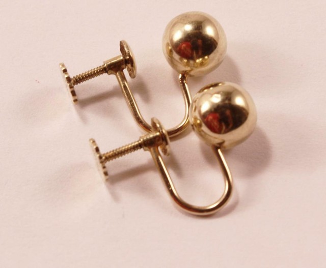 TIFFANY & CO. T&CO. 14K YELLOW GOLD BALL SCREW BACK NONPIERCED STUD