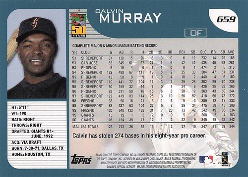 2001 Topps #659 Calvin Murray - 第 2/2 張圖片