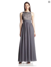 JS COLLECTIONS EMBELLISHED CHIFFON GREY GOWN DRESS sz 16