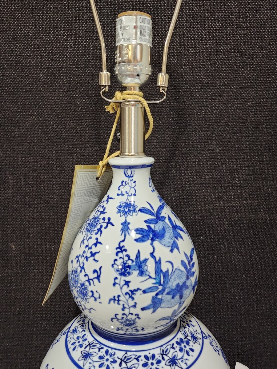 NEW LILLIAN AUGUST BLUE AND WHITE GOURD LAMP ON LUCITE BASE | eBay