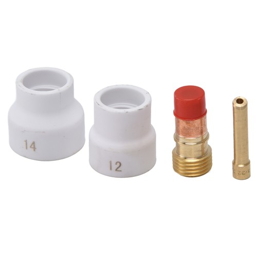 4 Stck. WIG Gas Linsen Kit weiß Keramik Tasse kurze abgeschrägte Elektroden Halter Anschluss LLI - Bild 22 von 24