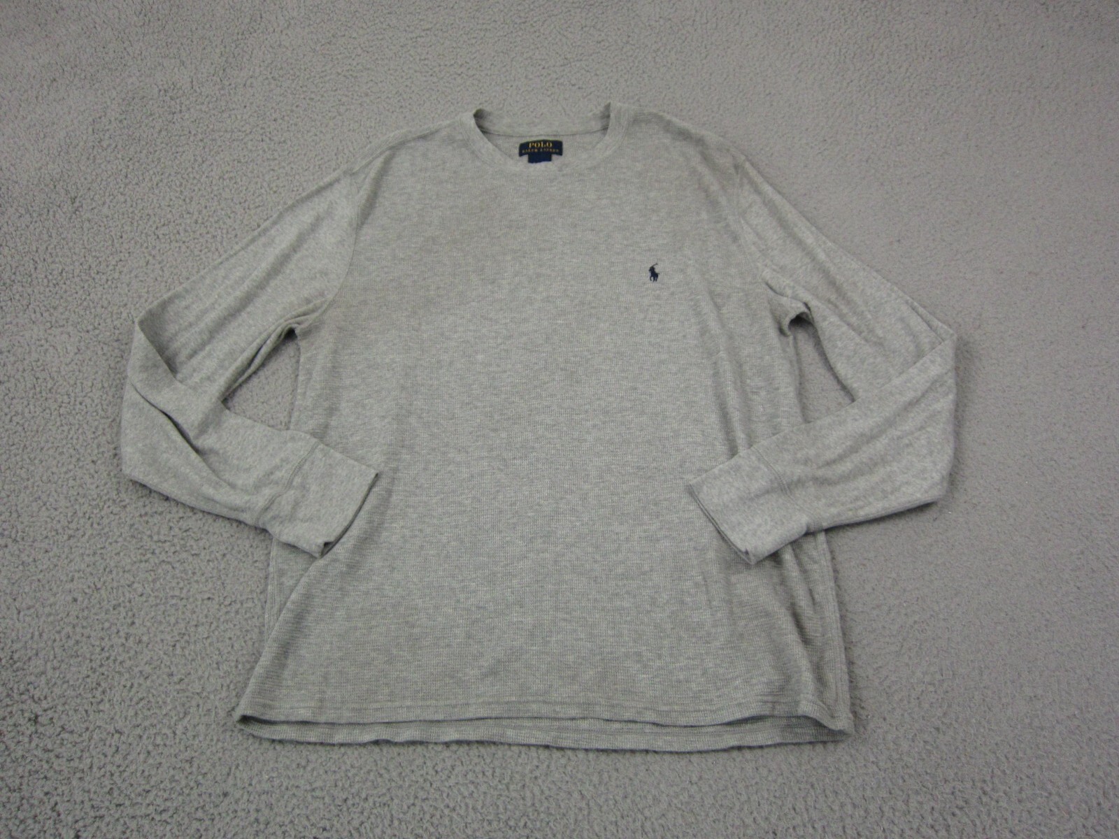 Ralph Lauren Camicia Adulto Extra Large XL Grigio Nero Pony Cialda Termica Uomo