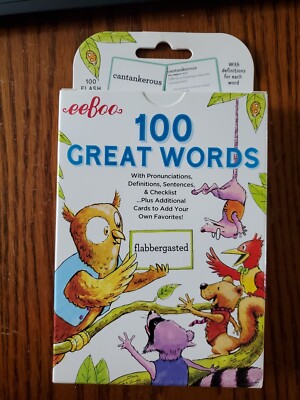 eeBoo 100 Great Words Vocabulary Educational Flash Cards, Brand New