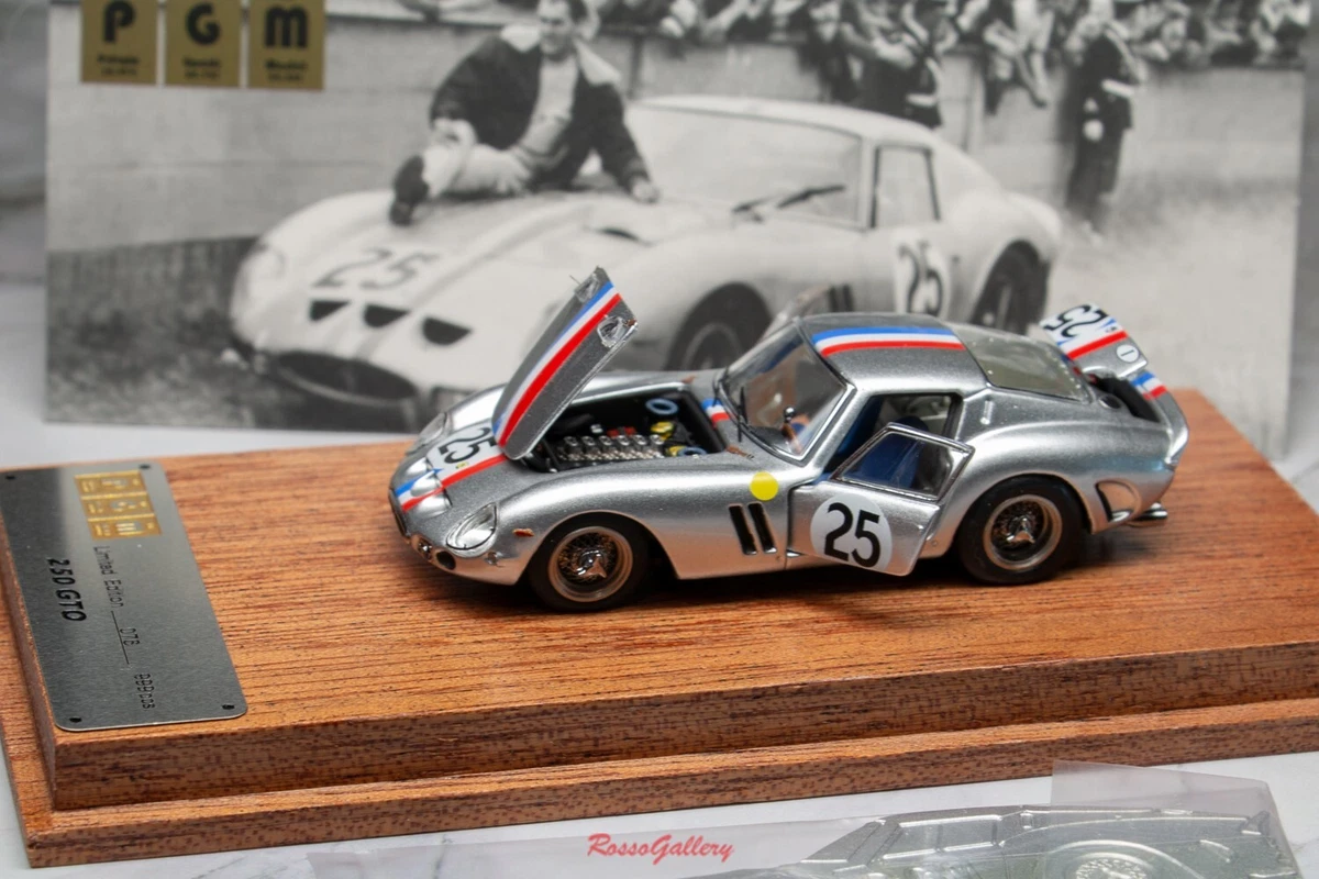New 1/64 PGM Model Car Ferrari 250 GTO Silver No25 (Full Open)