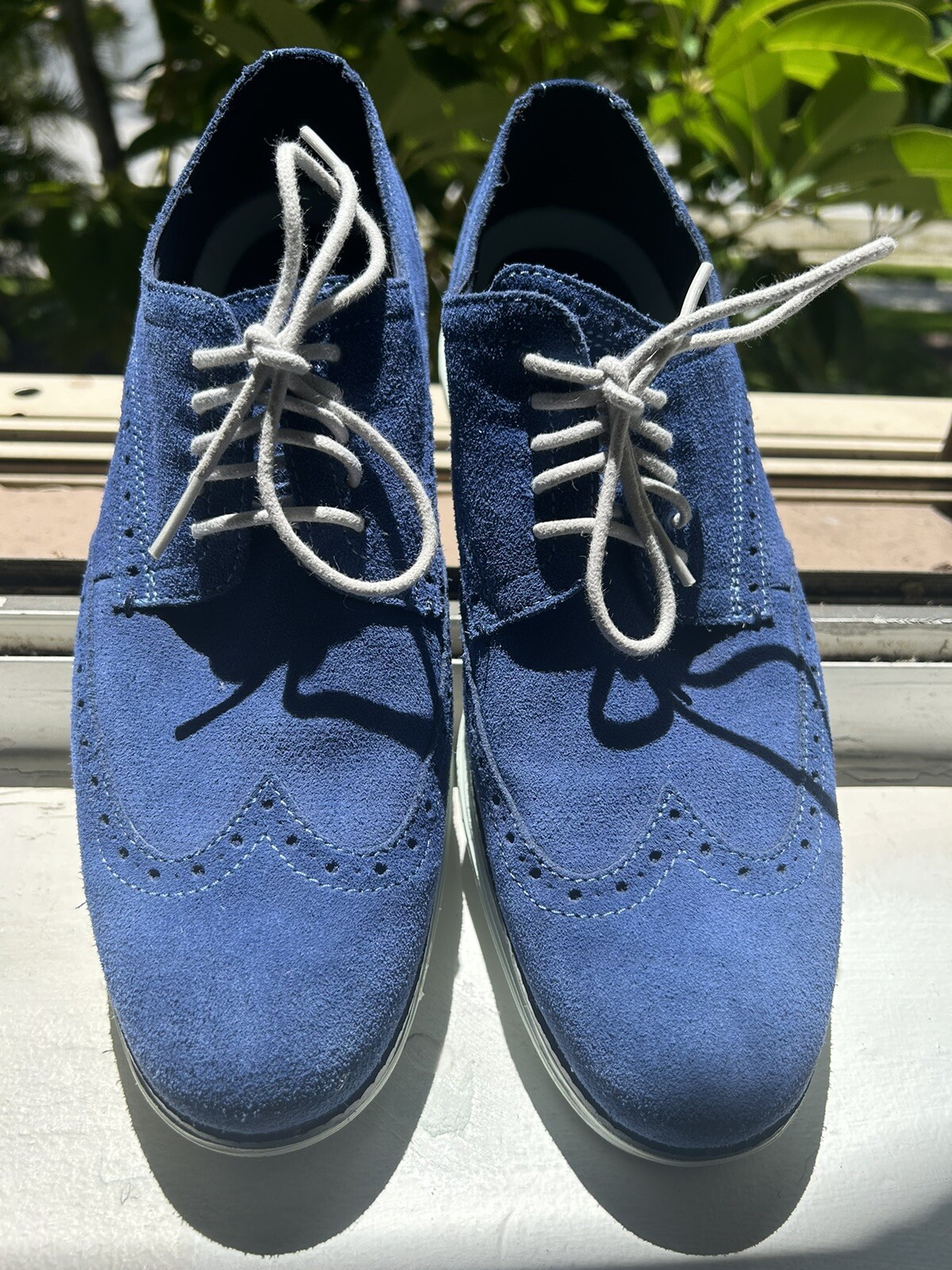 SAOLA Camoscio Cole Haan originale Grand Wingtip blu taglia 8 5 ottime condizioni
