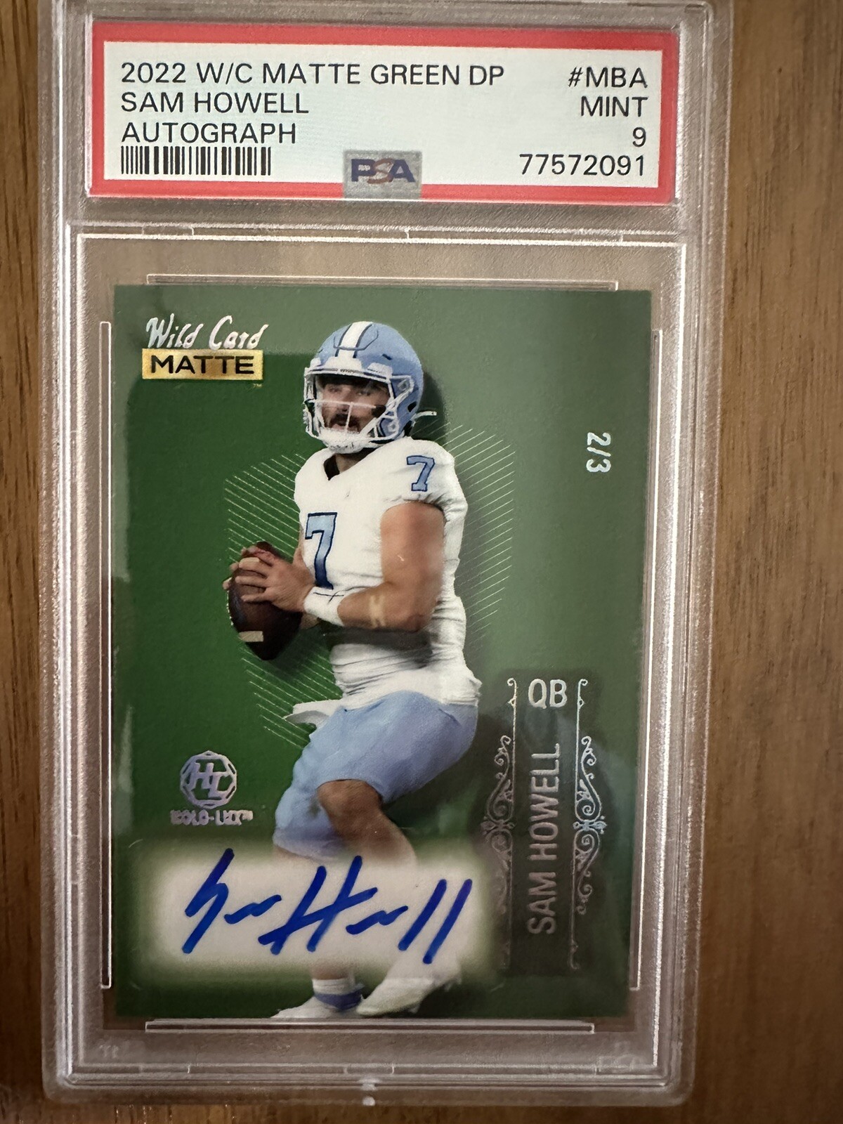 Sam Howell Wild Card Matte Green Draft Pick Autographs #MBA Rainbow Holo Foil