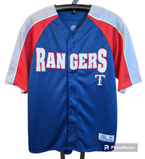 Dynasty TEXAS RANGERS Baseball Jersey Sewn Logo MLB Mens Size MEDIUM Blue Red