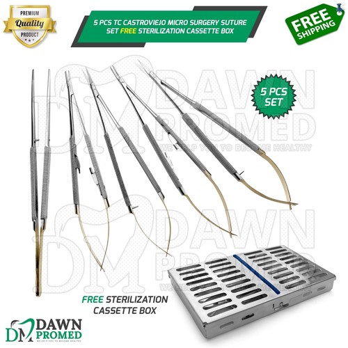 Strumento Chirurgico Tedesco Porta Aghi Castroviejo Microchirurgia Con Forbice Curva - Strumento Professionale Per Chirurgia Di Precisione Porta Ago Castroviejo - Foto 2