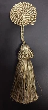 4&1/2" GOLD MINT KHAKI BUTTON KEY TASSEL LOT OF 2