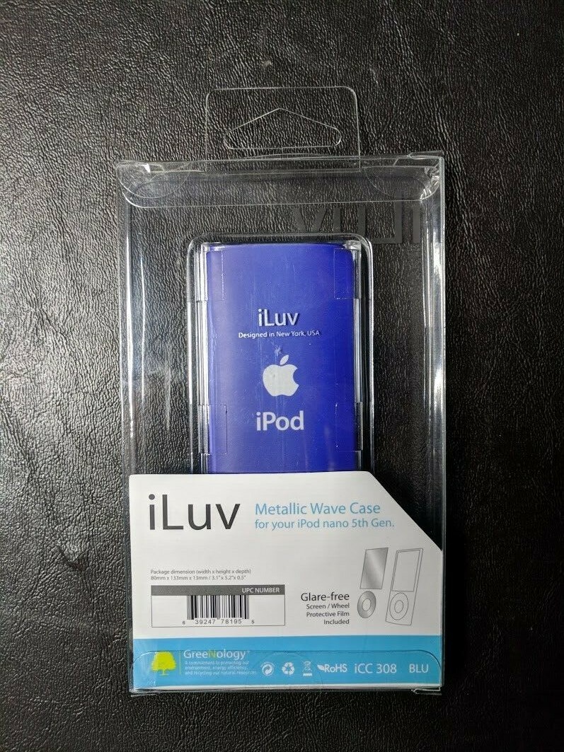 iLuv iCC308 Blue Metallic Wave Hard Case for Apple iPod 5th