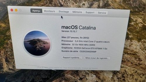 Carte mère iMac 27" A1419 i7 -3,4 GHz GeForce GTX 675MX-1Go - Photo 2/3