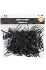 Way To Celebrate Halloween Small Plastic Black Spiders, 20 Count