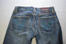 Vigoss Boot Cut Stretch Blue Graphic Denim Jeans Womens Size 29 x 31.5