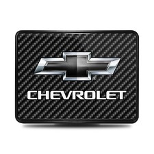 Chevrolet Black Graphic Carbon Fiber Look Metal Plate On Plastic Tow Hitch Cover