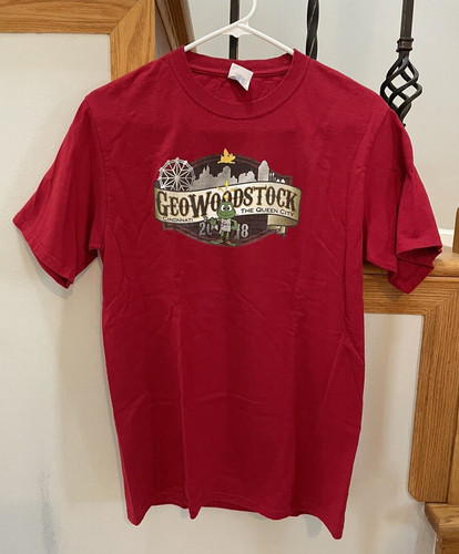 Geowoodstock 2018 *geocaching* t-shirt - Cincinnati - red - size adult S