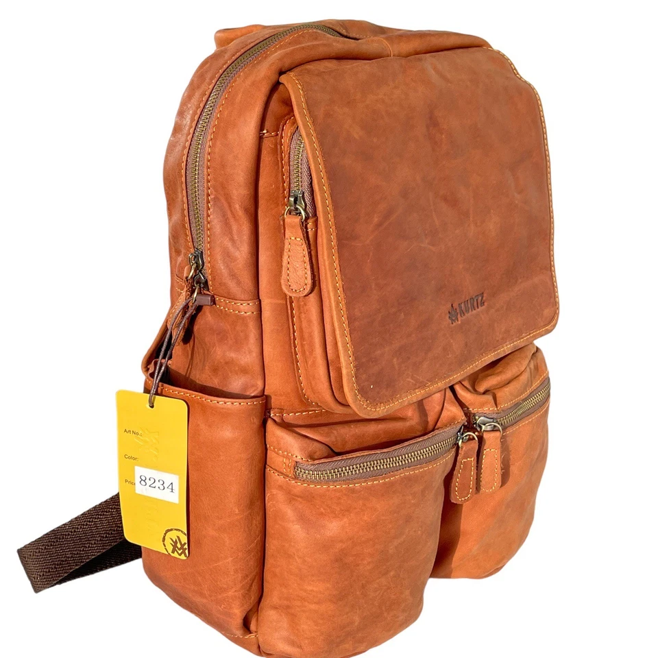 Unisex XL ECHTES LEDER Braun Rucksack Umhängetasche Unitasche Leather Backpack - Bild 3 von 4