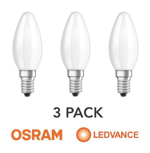 Osram 3 Pk Truwave 4W Candle LED Bulb E14 Screw Globe Cool White 4000K Frosted - Picture 1 of 2