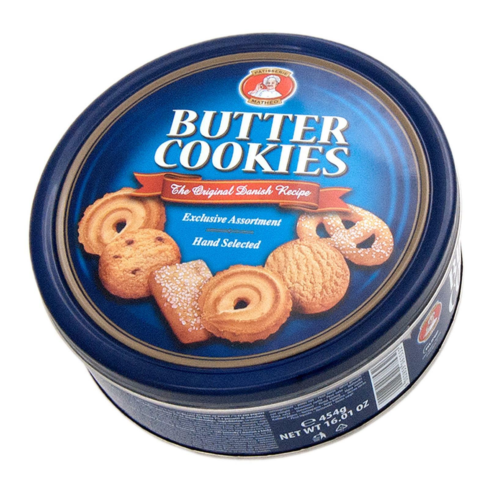 BISCOTTI AL BURRO PATISSERIE MATHEO BUTTER COOKIES LATTA 454 GR RICETTA DANESE