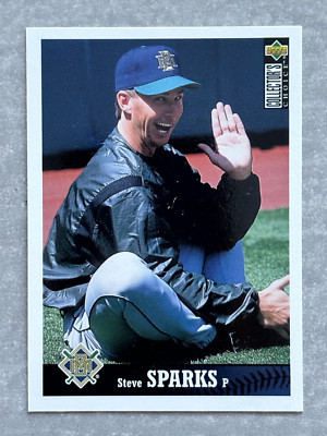 1997 Upper Deck STEVE SPARKS Brewers ''Awkward Wave'' Funny Real Baseball Card 371