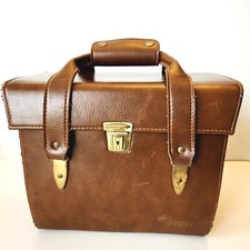 Vintage FOCAL Brown Leather Top Front Opening Camera Case w/ KEY Protectors