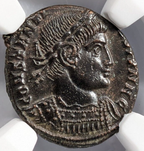 Constantine II Roman Empire BI Nummus NGC Ch AU Epfig Hoard Soldiers Standards - Picture 1 of 24