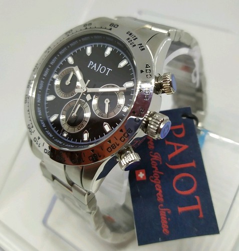 OROLOGIO UOMO,CRONOGRAFO,PAJOT,SWISS MADE,CHRONO,W.R.100 Metri,BRACCIALE  ACCIAIO | eBay