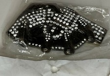 Gun Shape Rhinestone Black Belt Buckle NOS
