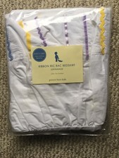 Pottery Barn Kids Ribbon Ric Rac Bedskirt Crib Toddler Bed Blue 100 Cotton NEW