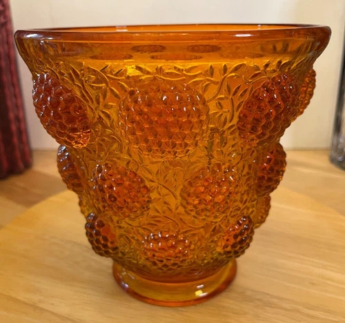 Fenton Colonial Amberina U/V Orange Les Cobachon Vessel of Gems Vase  Excellent