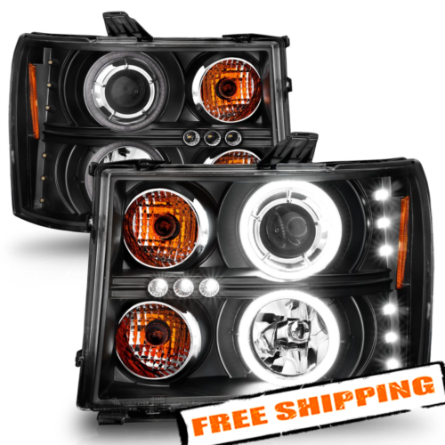 ANZO CCFL Halo Projector Headlights w/ Parking LEDs for 07-14 GMC Sierra 2500 HD - Picture 1 of 7