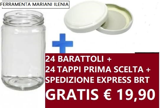 CONF. 24 PZ VASO 314 BARATTOLO BOCCACCIO VETRO 314 ml CON TAPPI X ALIMEN CONSE