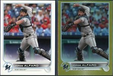 2022 Topps Series 1 Jorge Alfaro #36 Gold Foil Parallel & Base - Pair