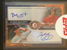 2015 Bowman Blake Swihart Henry Owens Dual Autograph Orange Auto Red Sox /25