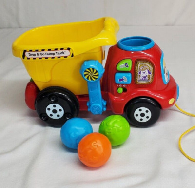 Vtech DROP and Go DUMP TRUCK Learning Educational Pull Toy w ALL 3 Balls WORKS
