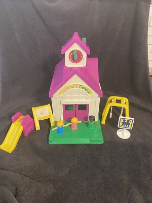Vintage Barney Schoolhouse Playground Play Set Playskool 1993 with Accessories