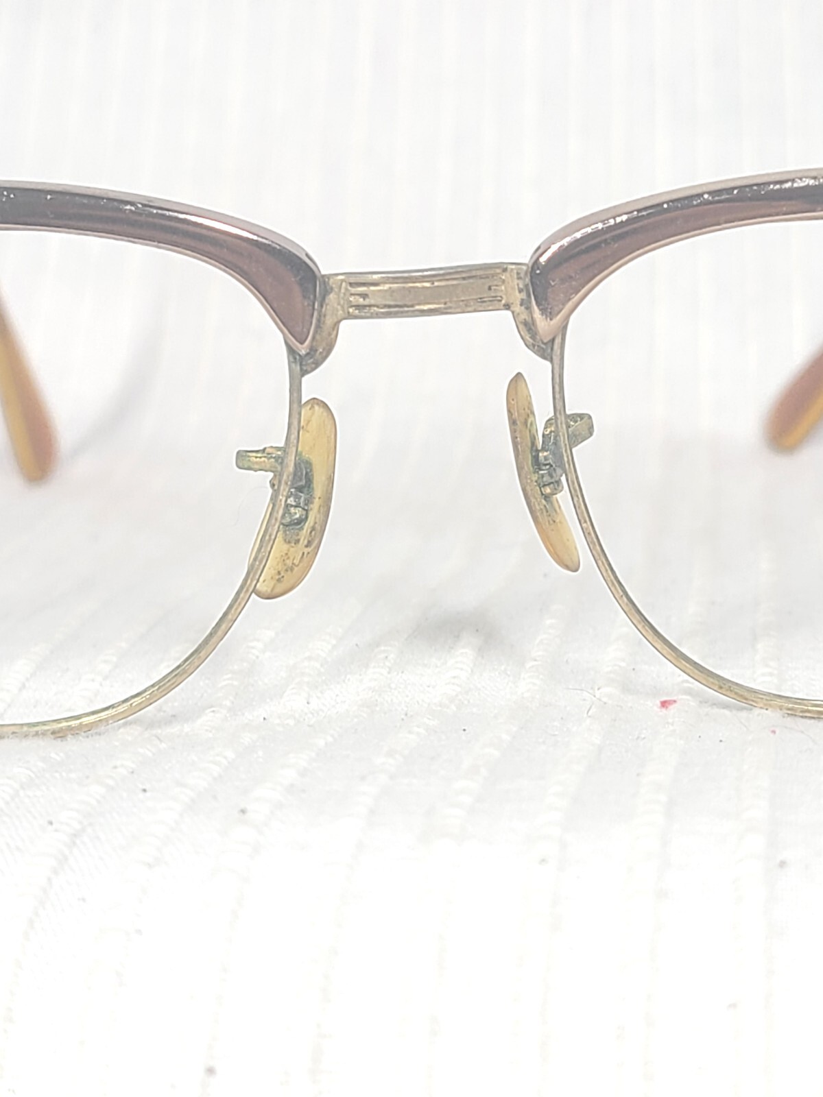 Vtg 50s Rose Gold Metal Eyeglass Frames Aluminum … - image 4