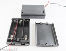 1pcs 3x AA 2A 4.5V Cell Battery Holder Box Case With Switch 6'' Lead Wire Black
