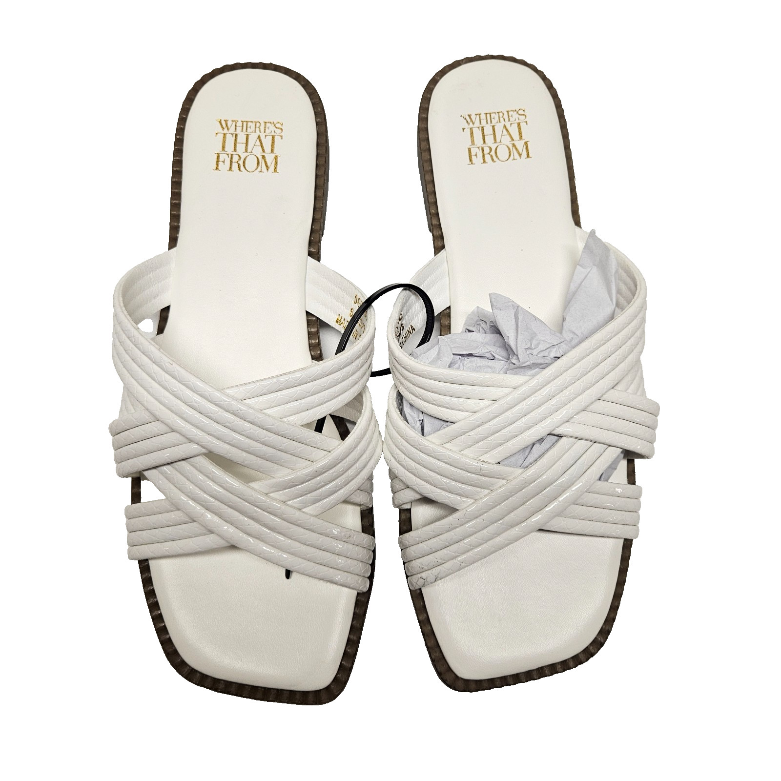 Where's That From? White Cross Strap Slide Sandals UK 6 EU 39 Womens image 2