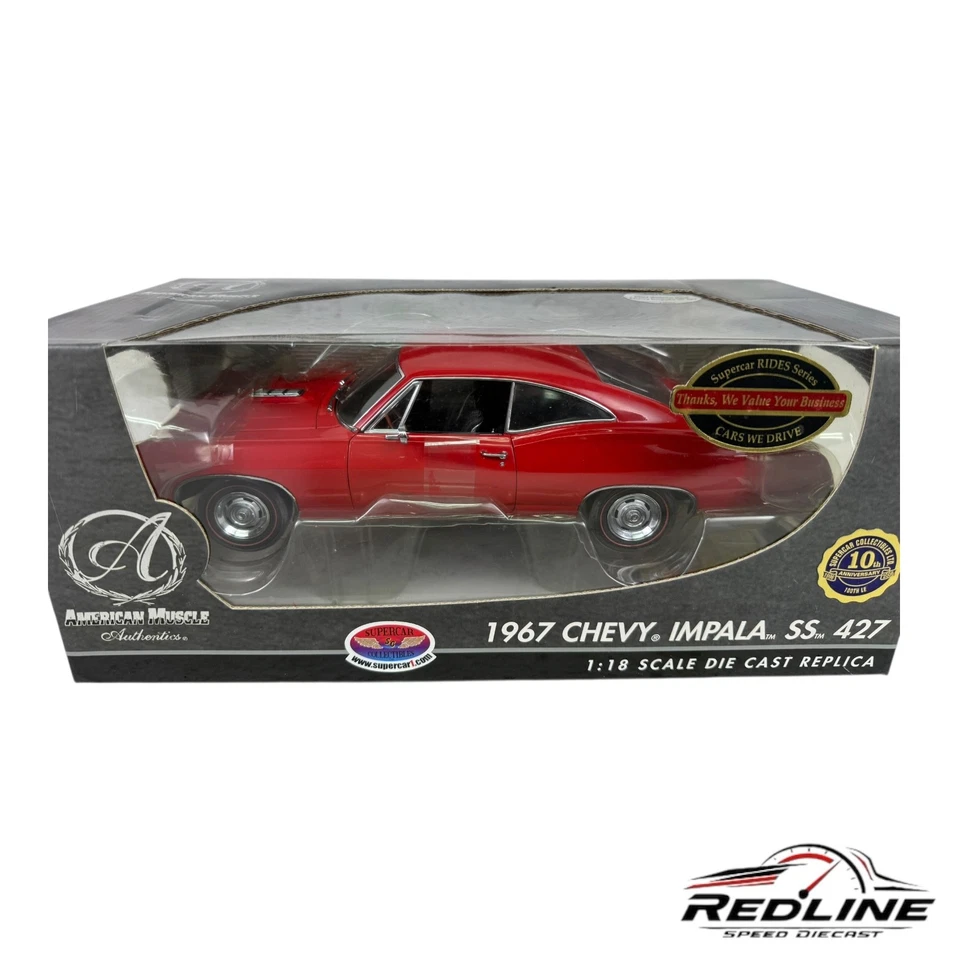 🇺🇸Ertl American Muscle Authentics 1967 Chevy Impala SS427 Red 1:18 B2🇺🇸 - Image 2 of 4