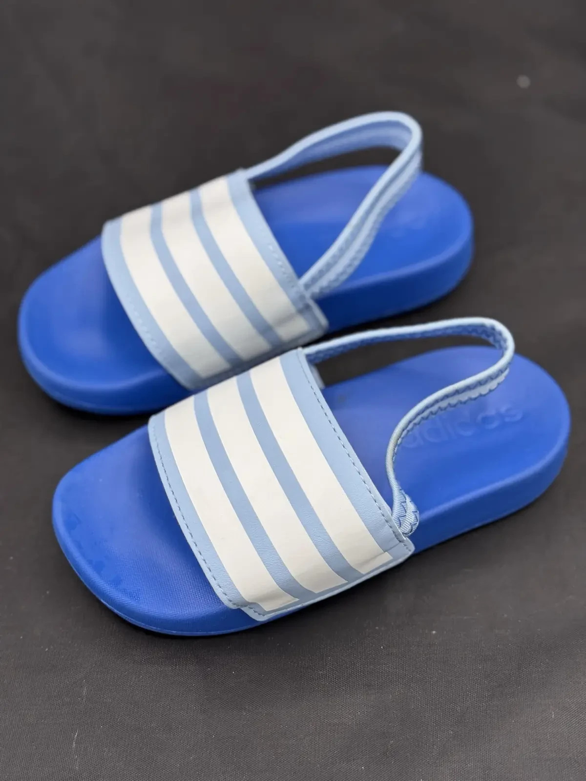 adidas Adilette Strap Kids Slides Sky Blue White Sandals UK 11K EU 29 New