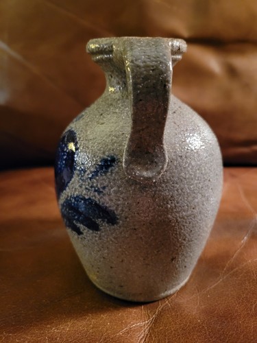 ROWE POTTERY 5 3/4" SALT GLAZED STONEWARE PITCHER/JUG w/HEART - CAMBRIDGE, WI - Picture 2 of 7