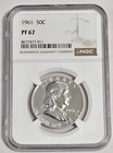 1961 Proof Franklin Half Dollar PF67 NGC Graded - White Gem Coin - FREE SHIPPING