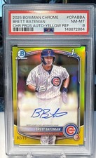 BRETT BATEMAN 2025 BOWMAN CHROME 1ST YELLOW REFRACTOR AUTO #2/75 #CPA-BBA